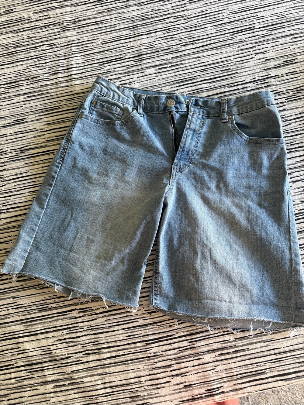 Wallflower Light Blue Denim Shorts with Frayed Hem